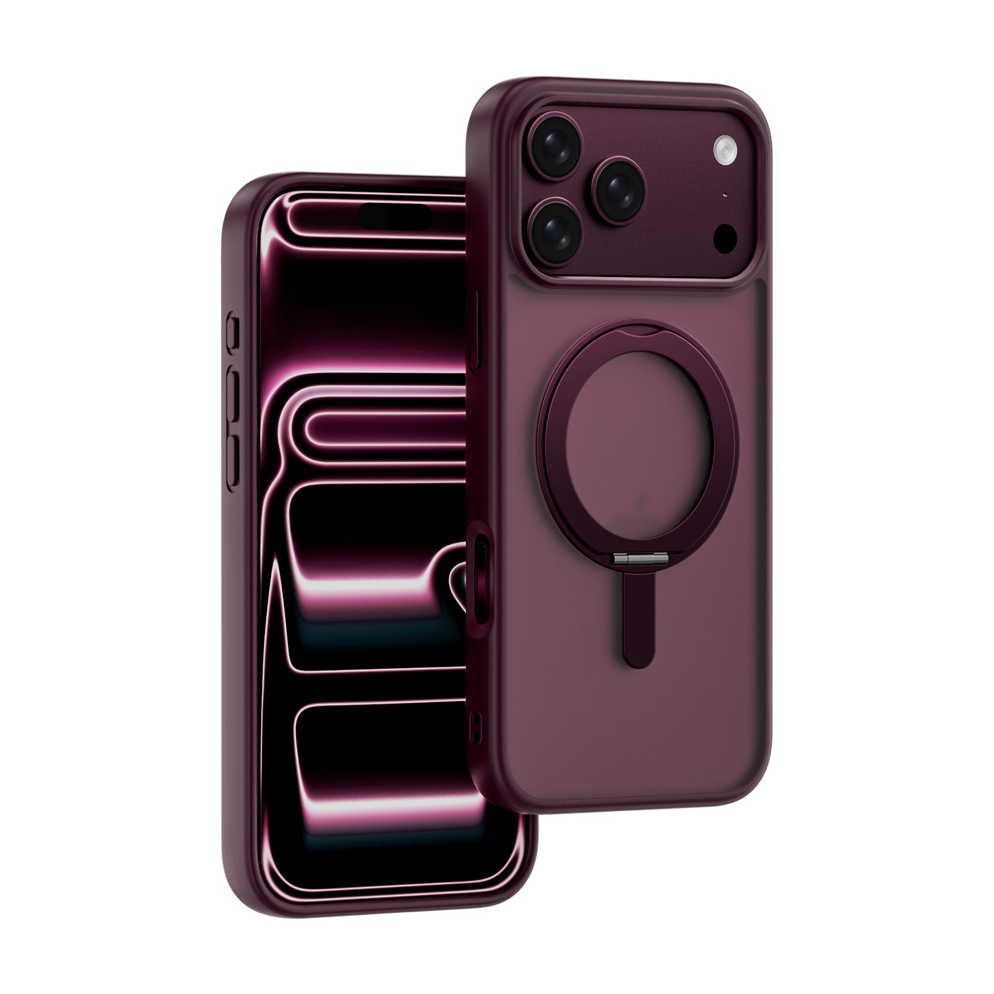 Coque magnétique toucher doux avec béquille intégrée – iPhone 17 / 17 Pro / Pro Max — accessoire disponible chez Phonelab Store, Rue de Lausanne 29, Genève