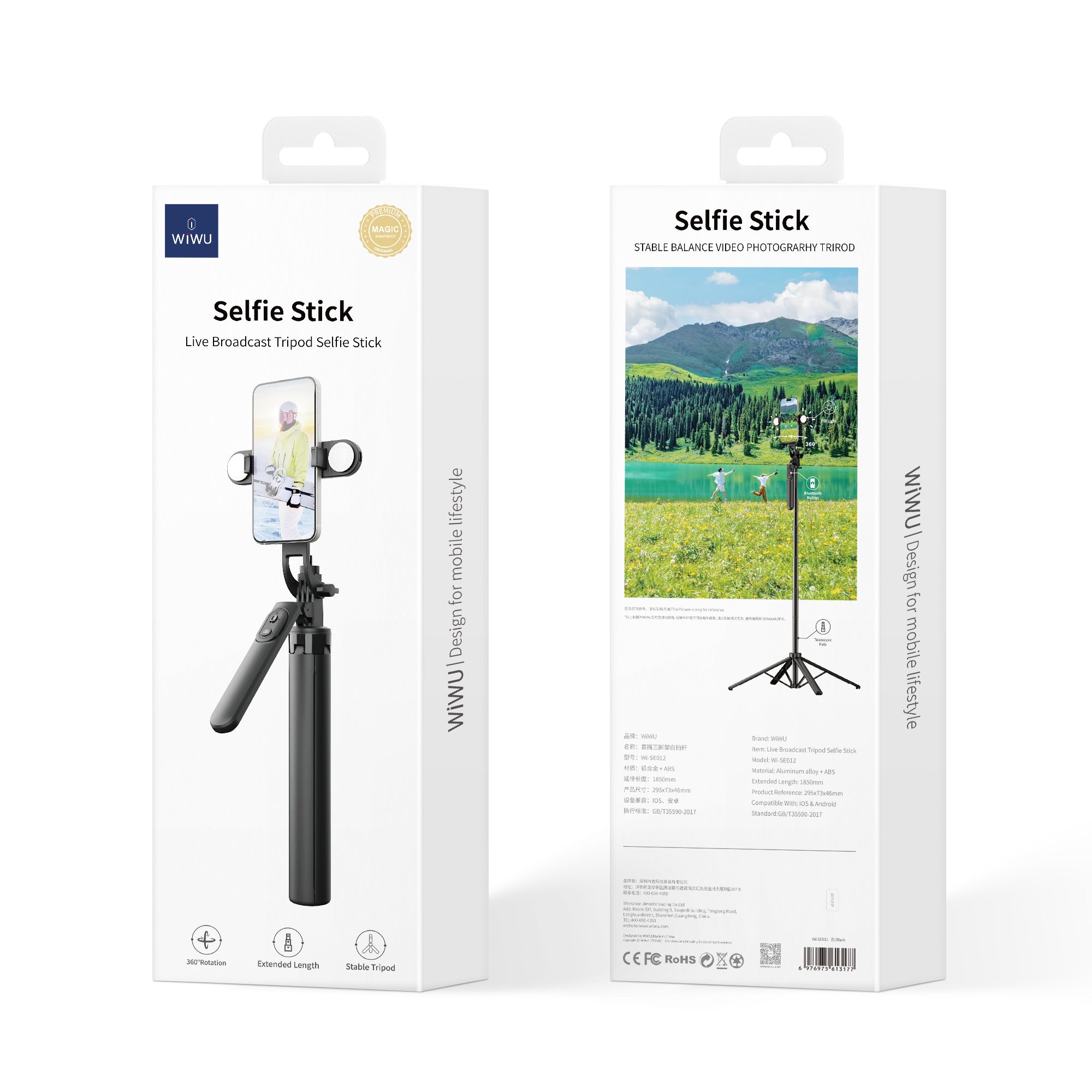 Perche à selfie rotative 360° – bras long 180 cm — accessoire disponible chez Phonelab Store, Rue de Lausanne 29, Genève