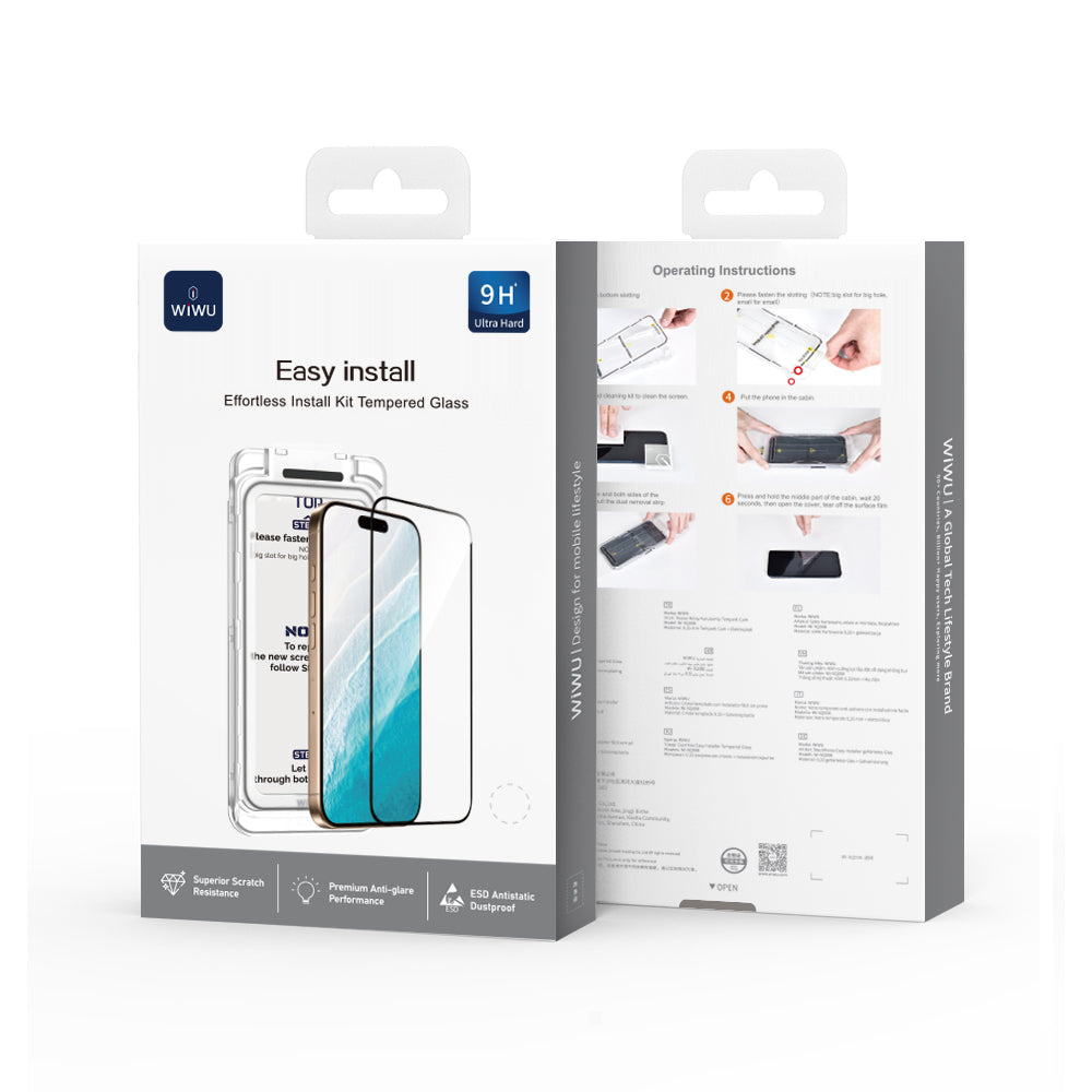Verre trempé avec kit de pose anti-poussière – iPhone — accessoire disponible chez Phonelab Store, Rue de Lausanne 29, Genève